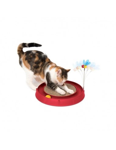 CAT IT Cuircuit 3 en 1 avec balle et planche a griffer - Ø 36 cm - Rouge - Pour chat