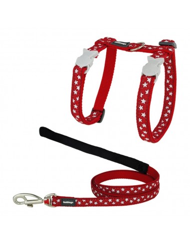 Harnais pour chat TicWatch Style Rouge Étoile Blanc Sangle