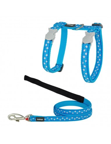 Harnais pour chat TicWatch Style Turquoise Étoile Blanc Sangle