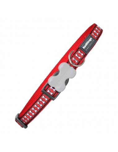 Collier pour Chien Red Dingo Réfléchissant Os Rouge (1,5 x 24-36 cm)