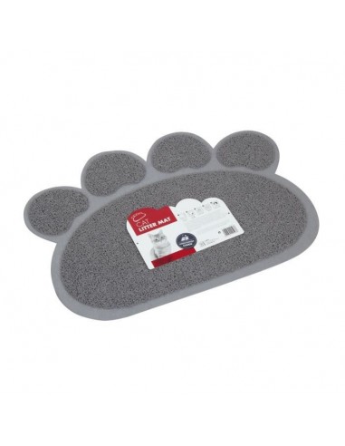 MPETS Tapis sortie maison de toilette Paw - Pour chat - 60x45cm - Gris