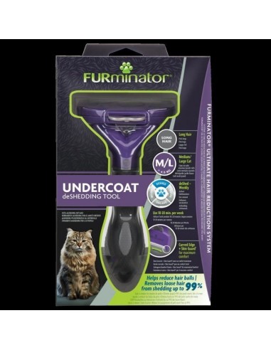 FURMINATOR Outil de Toilettage - Elimine 90% des poils - Nettoyage en 1 clic - Pour chat de grande taille a poils Longs