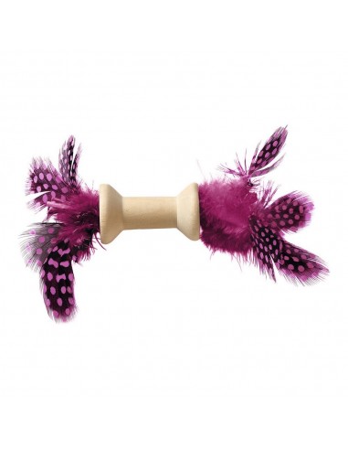 Jouet pour chats Hunter Mala Dumbbell Plumes Rose Rouleau (5 cm)