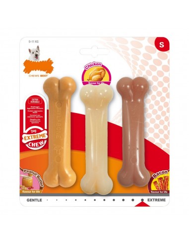 Jouet pour chien Nylabone Extreme Chew Value Pack Bacon Beurre de cacahuètes Taille S Poulet Nylon (3 pcs)