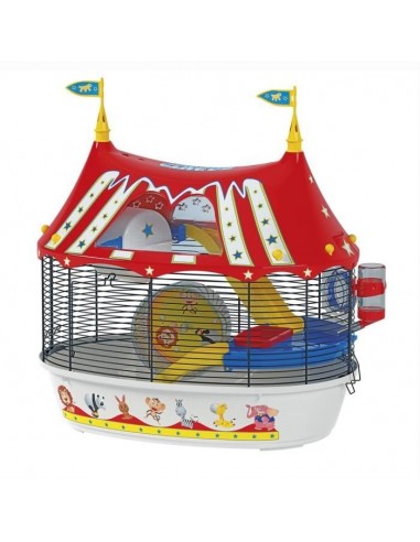 FERPLAST Cage Circus Fun 49,5x34x42,5 cm - Rouge - Pour hamster