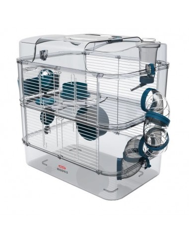 ZOLUX Cage sur 2 étages pour hamsters, souris et gerbilles - Rody3 duo - L 41 x p 27 x h 40,5 cm - Bleu